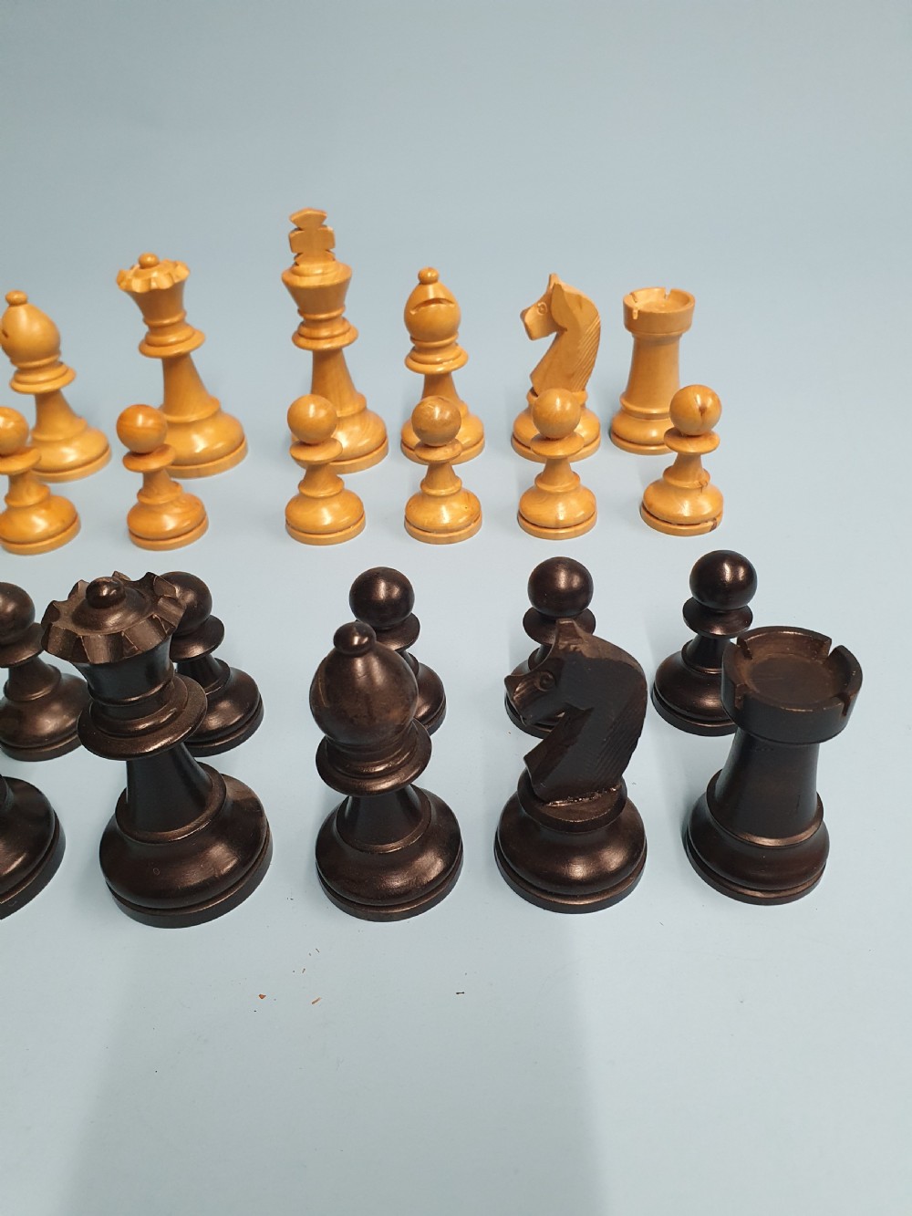 Early 20th century chess set in box wood View II