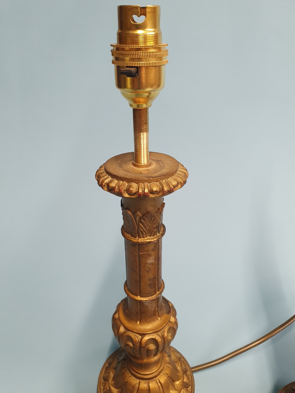 Pair of wooden gilt early 20th century lamps View III