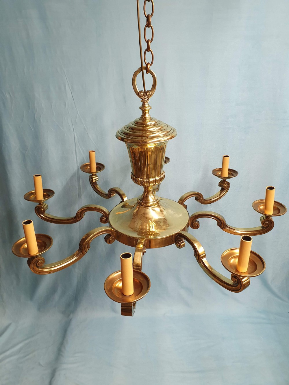 Large Dutch style brass chandelier early 20th century 38