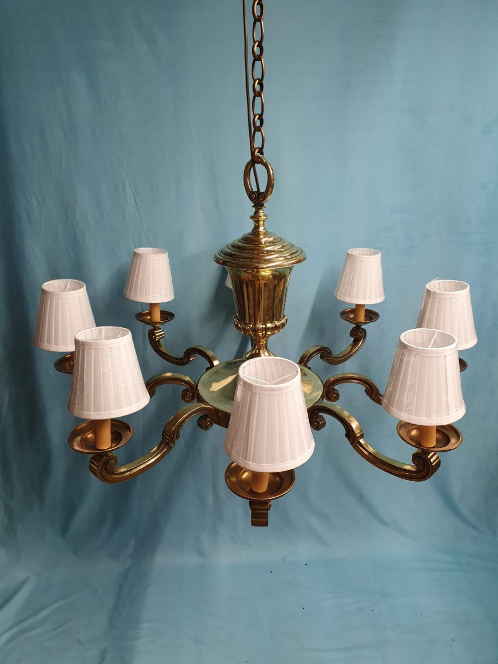 Large Dutch style brass chandelier early 20th century 38