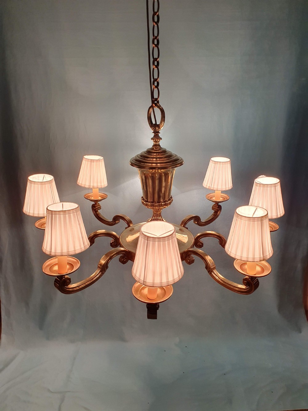 Large Dutch style brass chandelier early 20th century 38