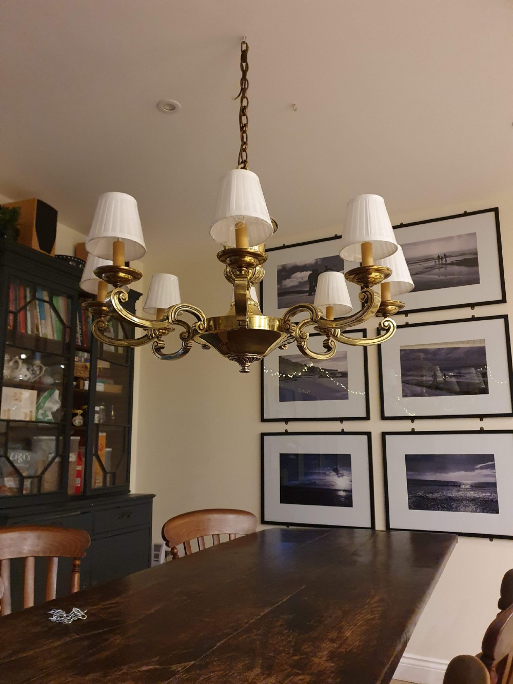 Large Dutch style brass chandelier early 20th century 38