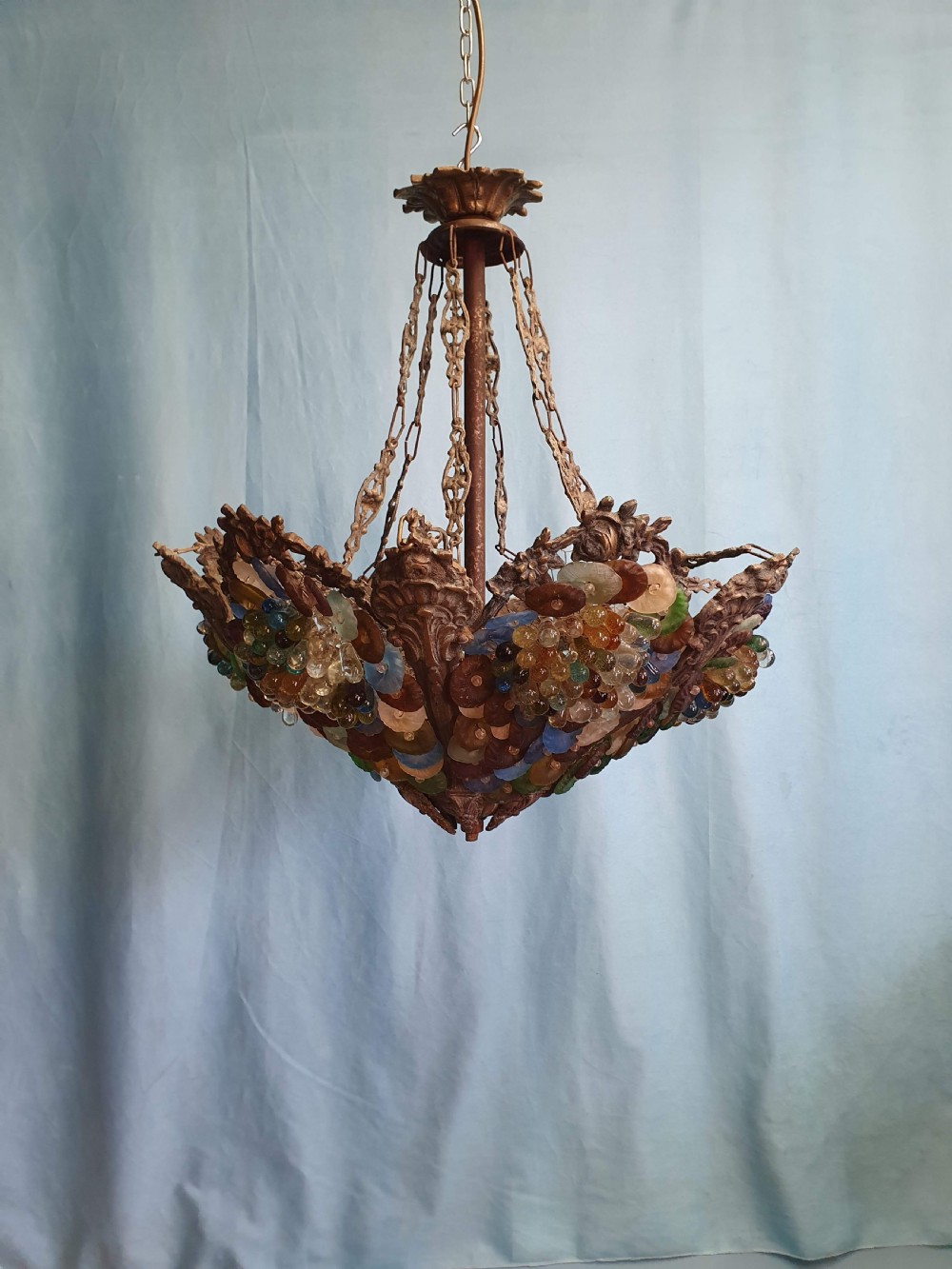 Early 20th century Continental chandelier with grapes and flowers