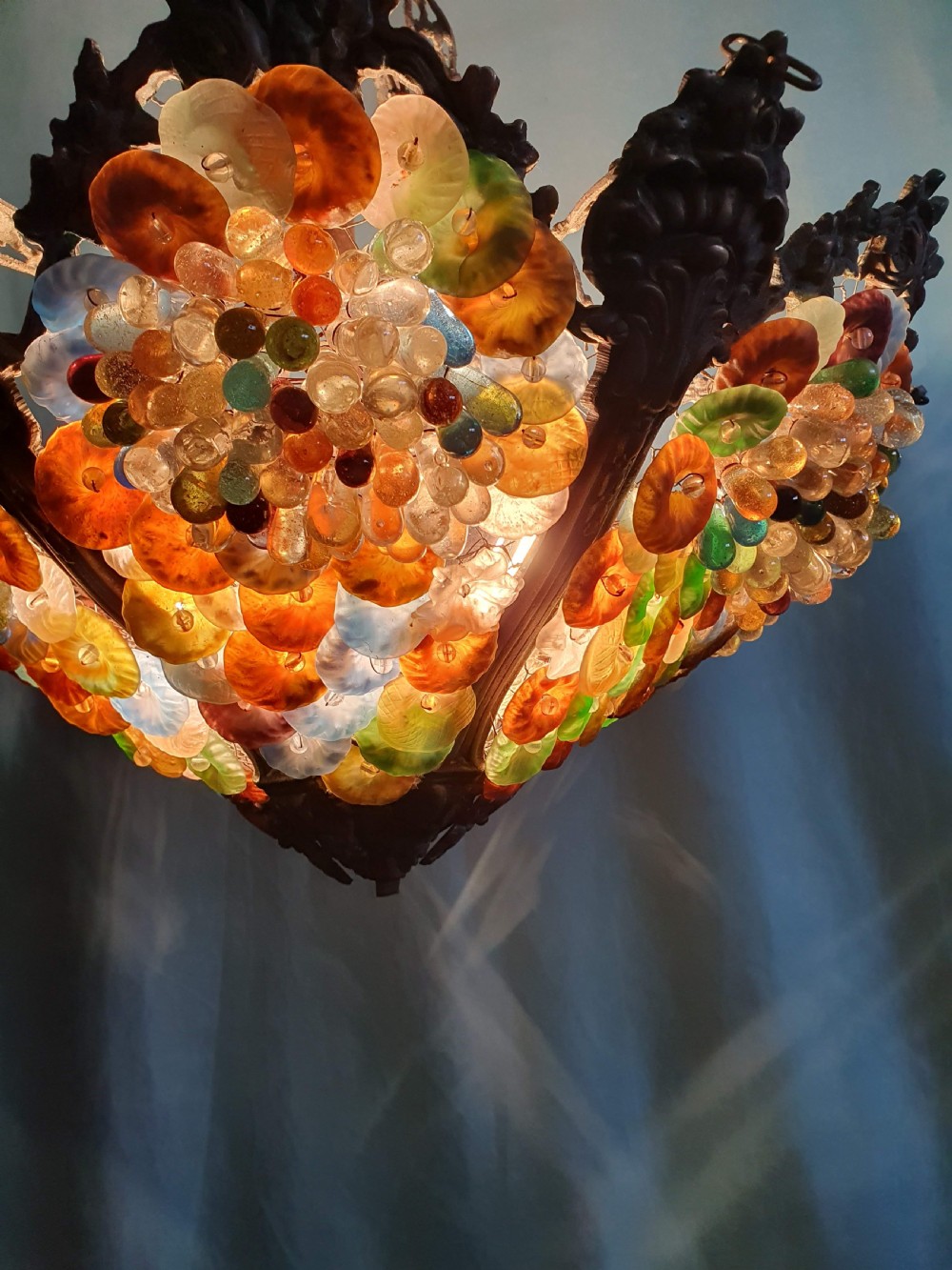 Early 20th century Continental chandelier with grapes and flowers View V