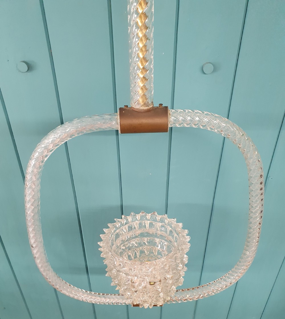 Early 20th century light Ercole Barovier & Toso Rostrato chandelier C1930 View III