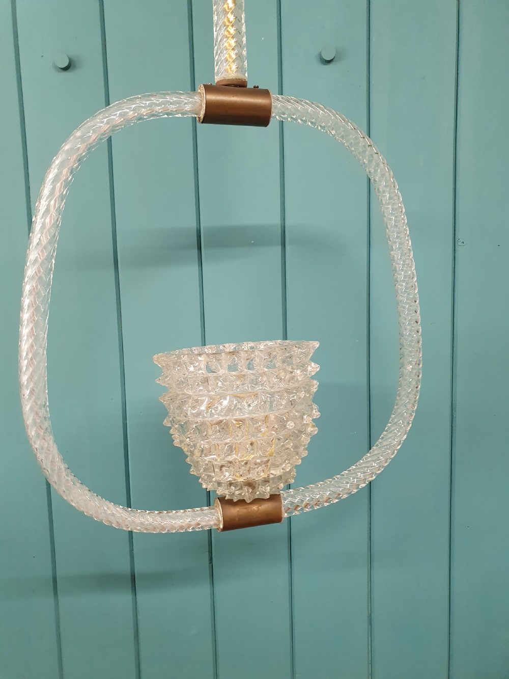 Early 20th century light Ercole Barovier & Toso Rostrato chandelier C1930 View IV