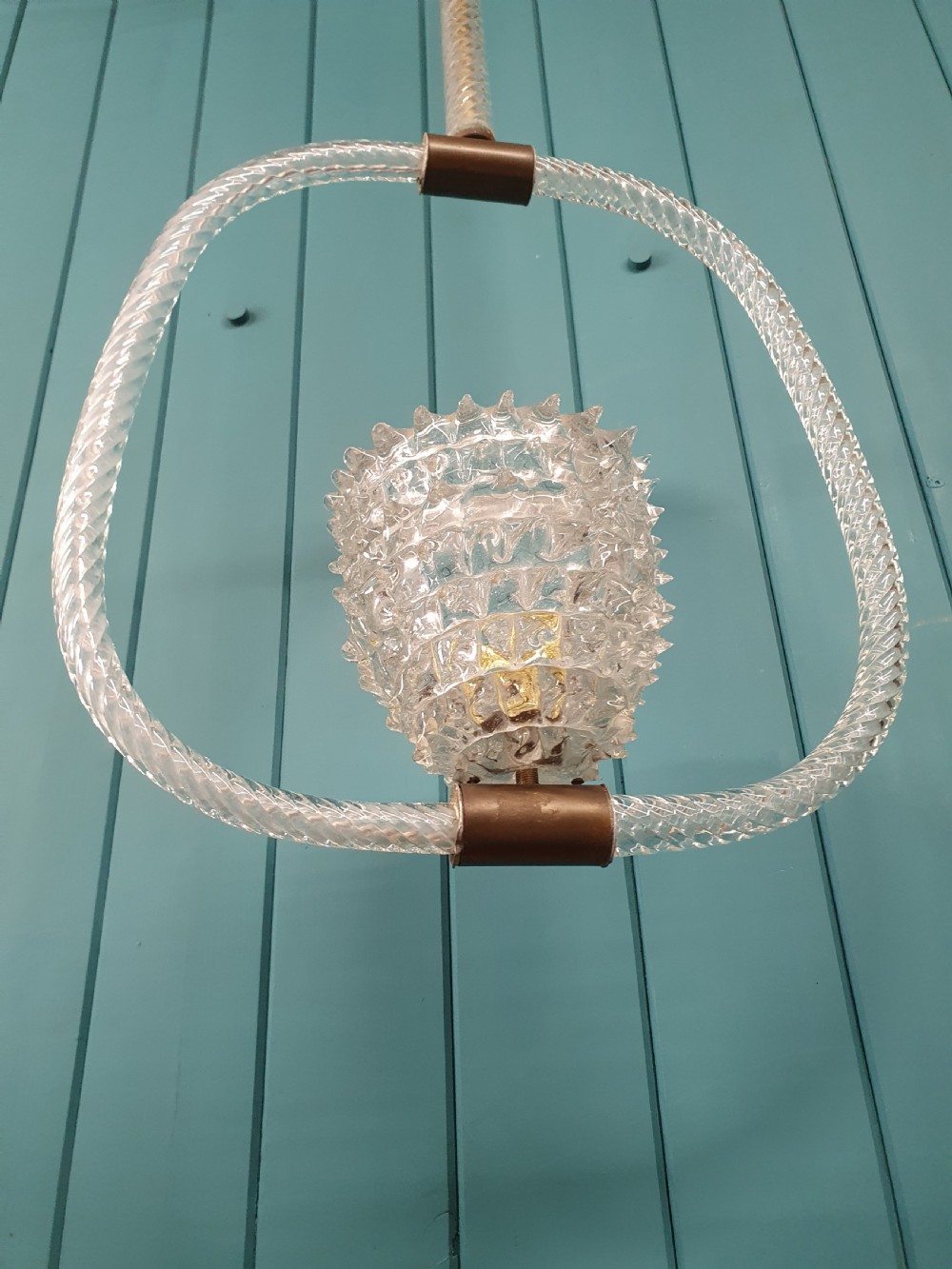Early 20th century light Ercole Barovier & Toso Rostrato chandelier C1930 View V