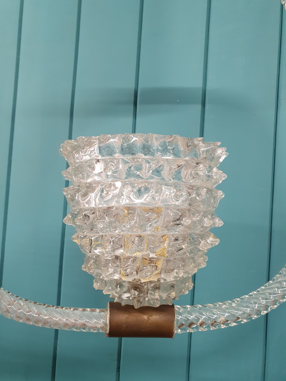 Early 20th century light Ercole Barovier & Toso Rostrato chandelier C1930 View VI