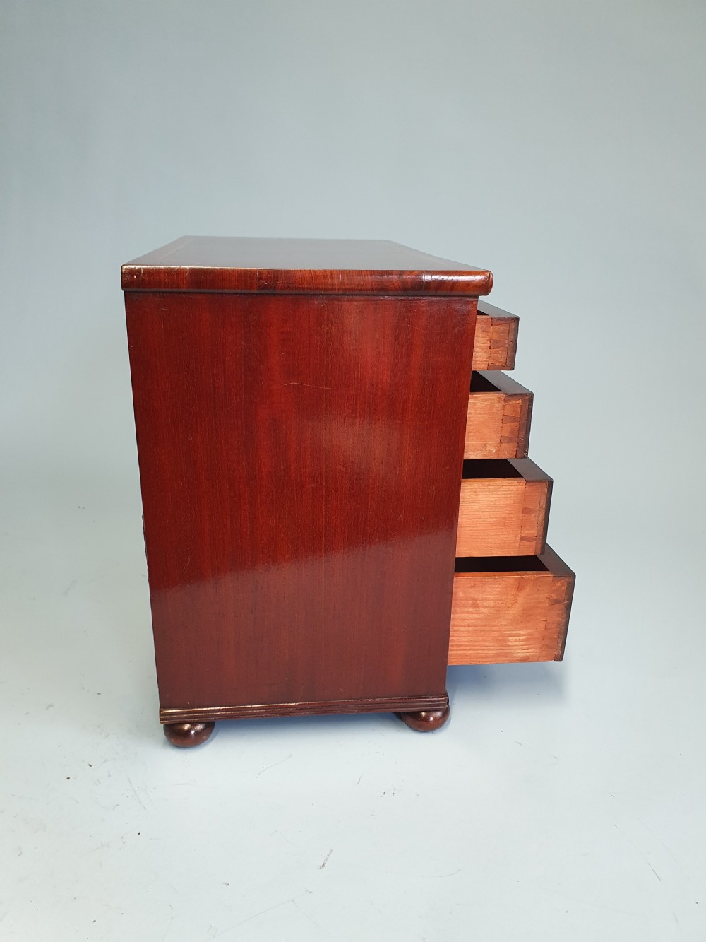 Early 19th century miniature 2/3 mahogany chest of drawers dated 1824. View VIII