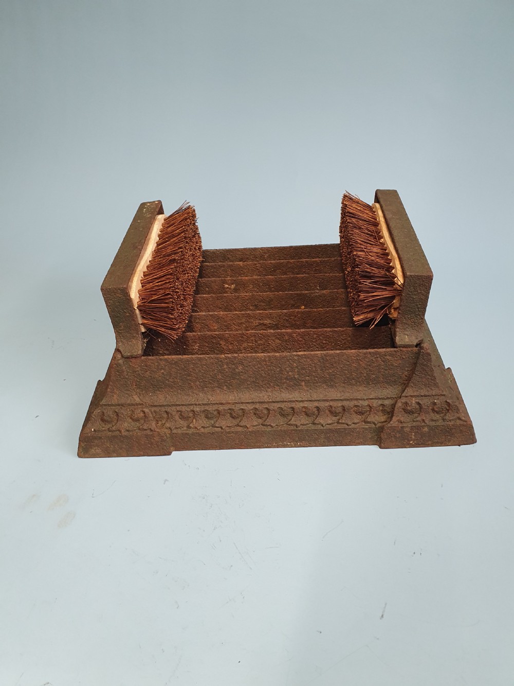 Late 19 century cast iron boot scraper with brushes to the side View III