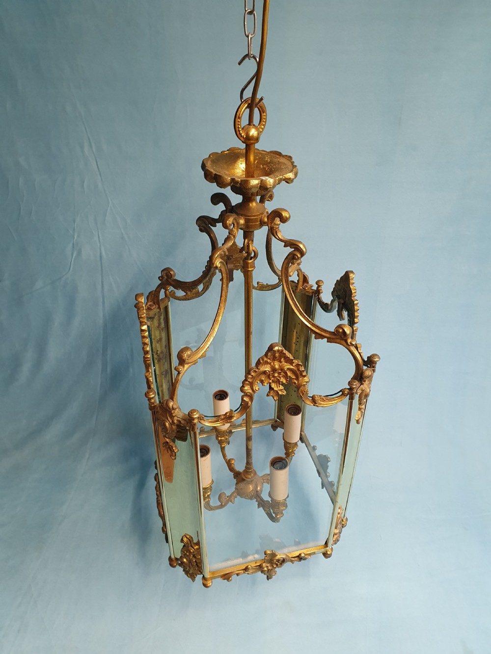 Early 20th century large brass decorative hall lantern 13