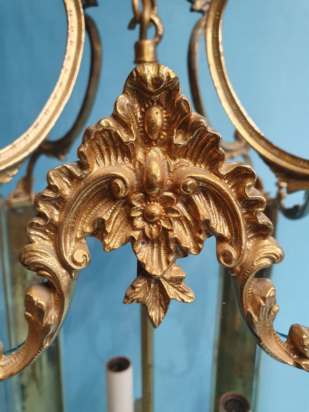 Early 20th century large brass decorative hall lantern 13