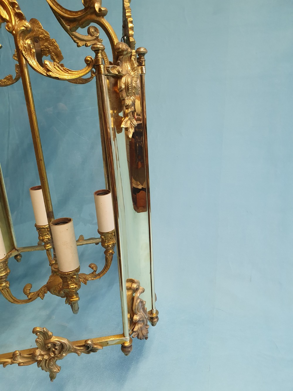 Early 20th century large brass decorative hall lantern 13