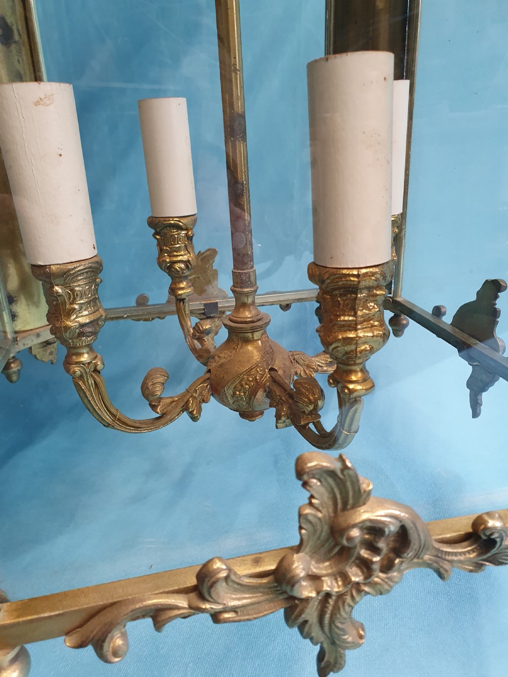Early 20th century large brass decorative hall lantern 13