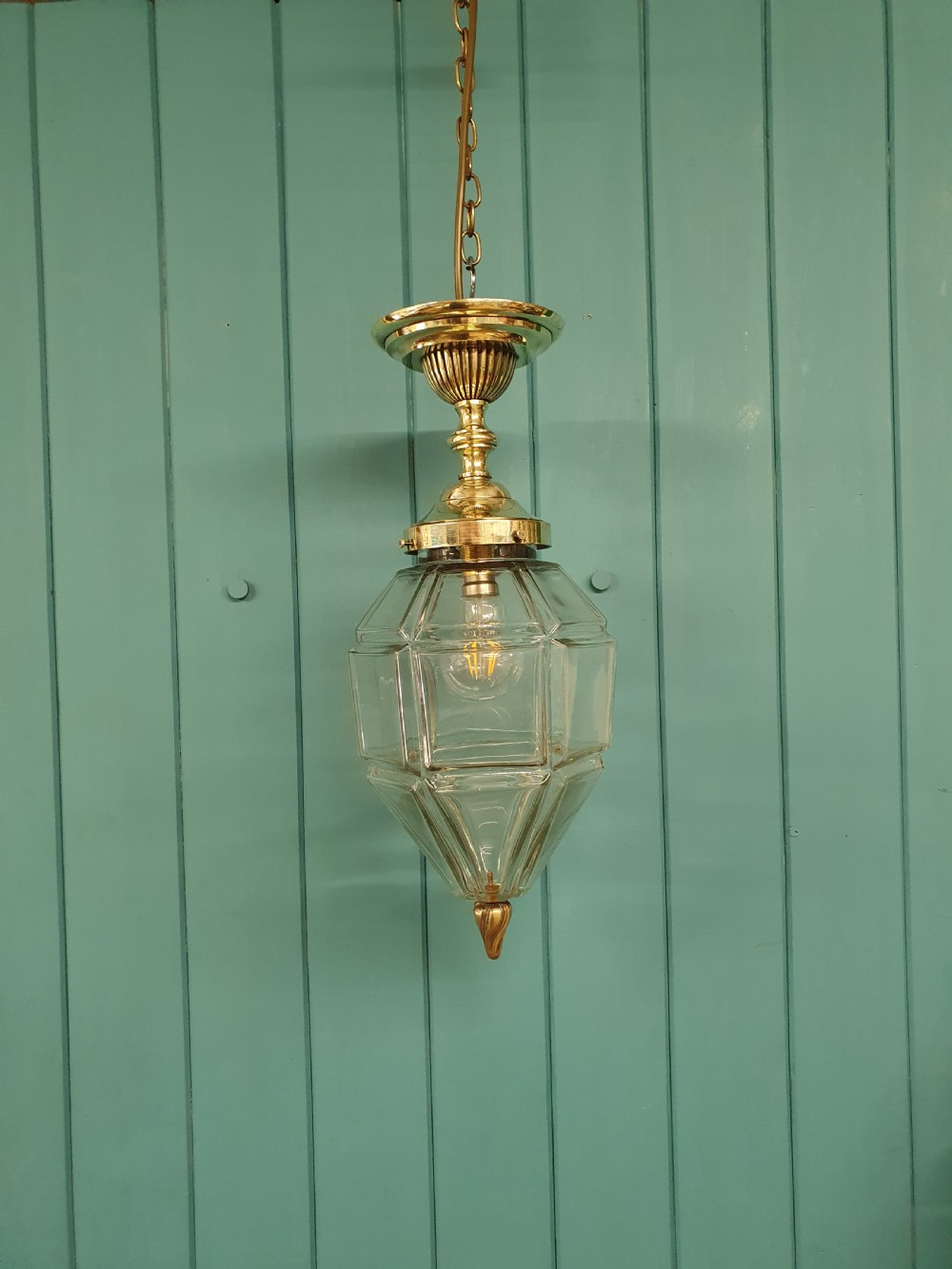 Early 20th century Hexagon shaped hall lantern