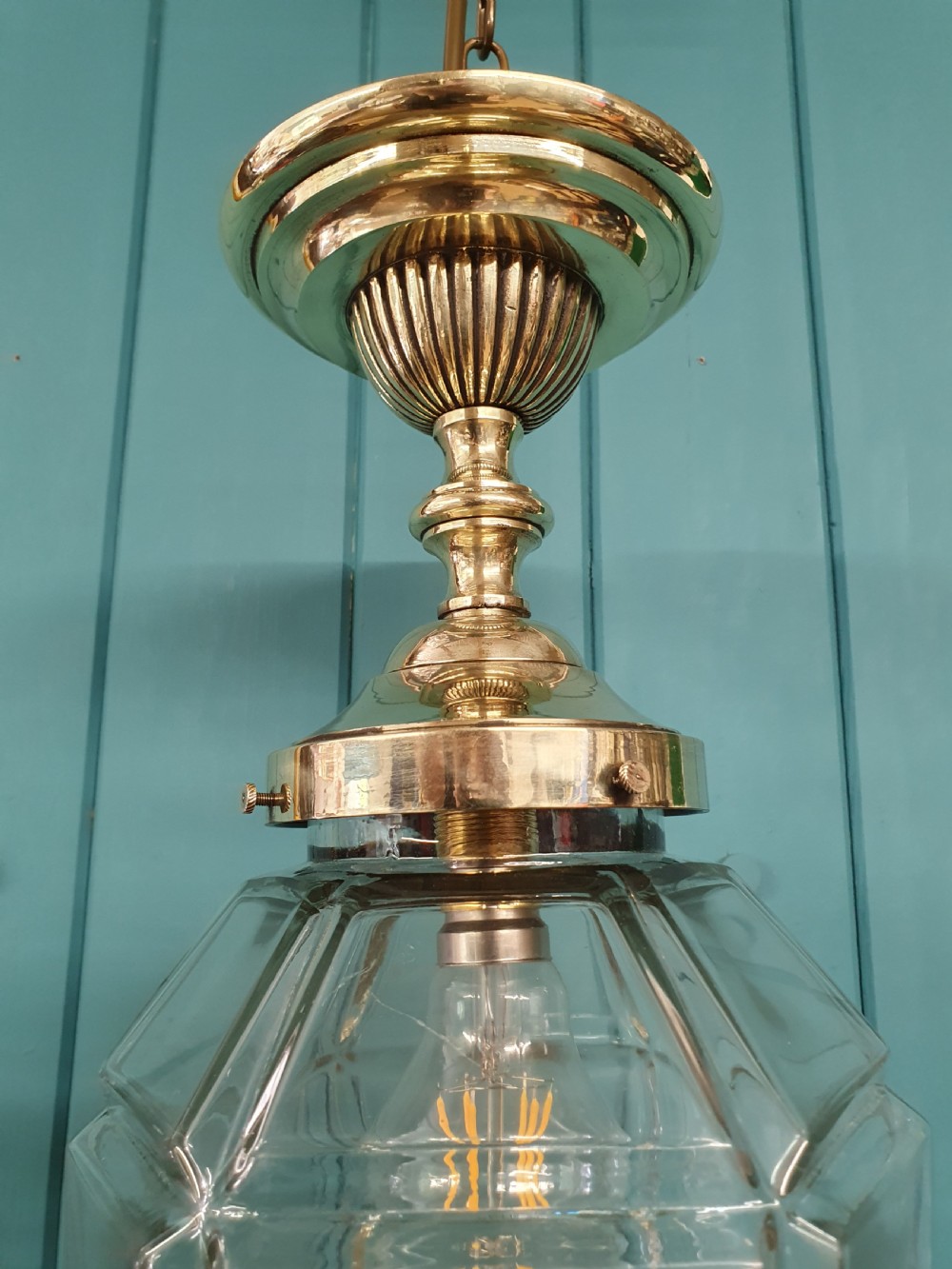 Early 20th century Hexagon shaped hall lantern View VI