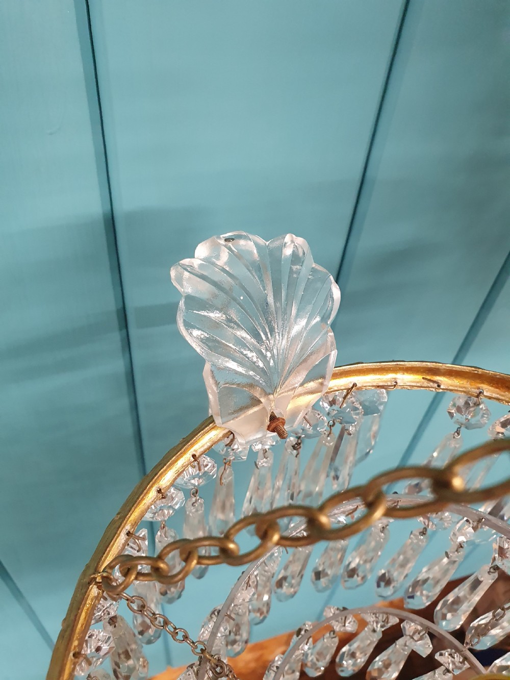 Early 20th century small pair of spike chandelier 11