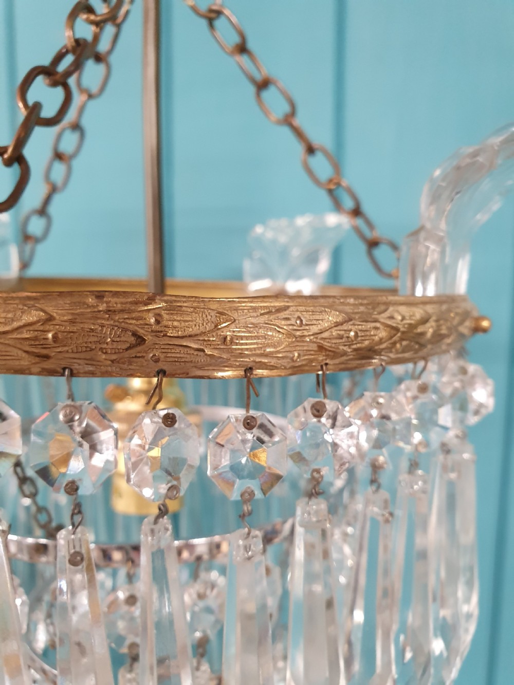 Early 20th century small pair of spike chandelier 11