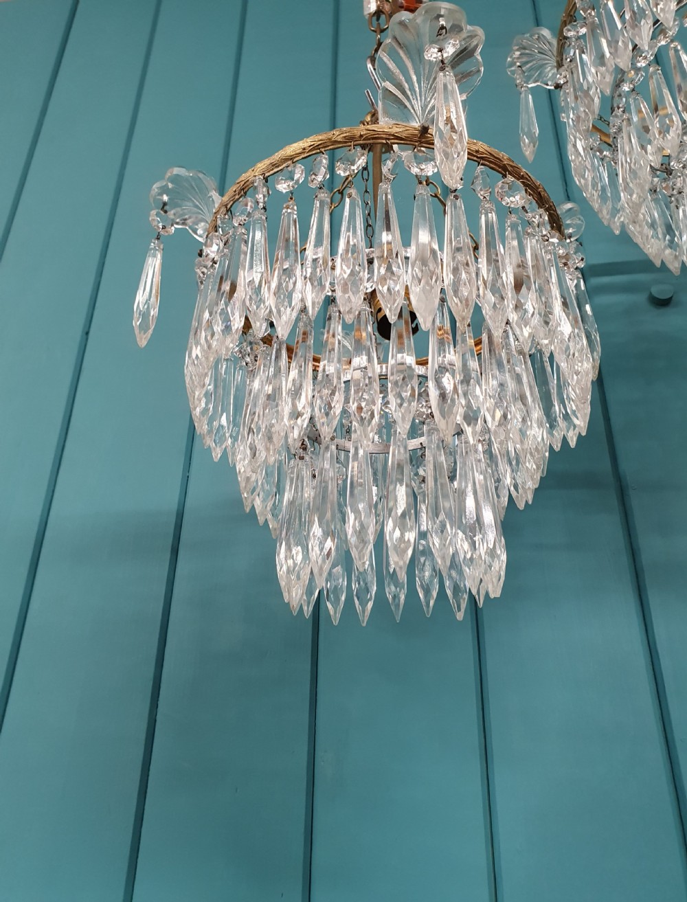 Early 20th century small pair of spike chandelier 11