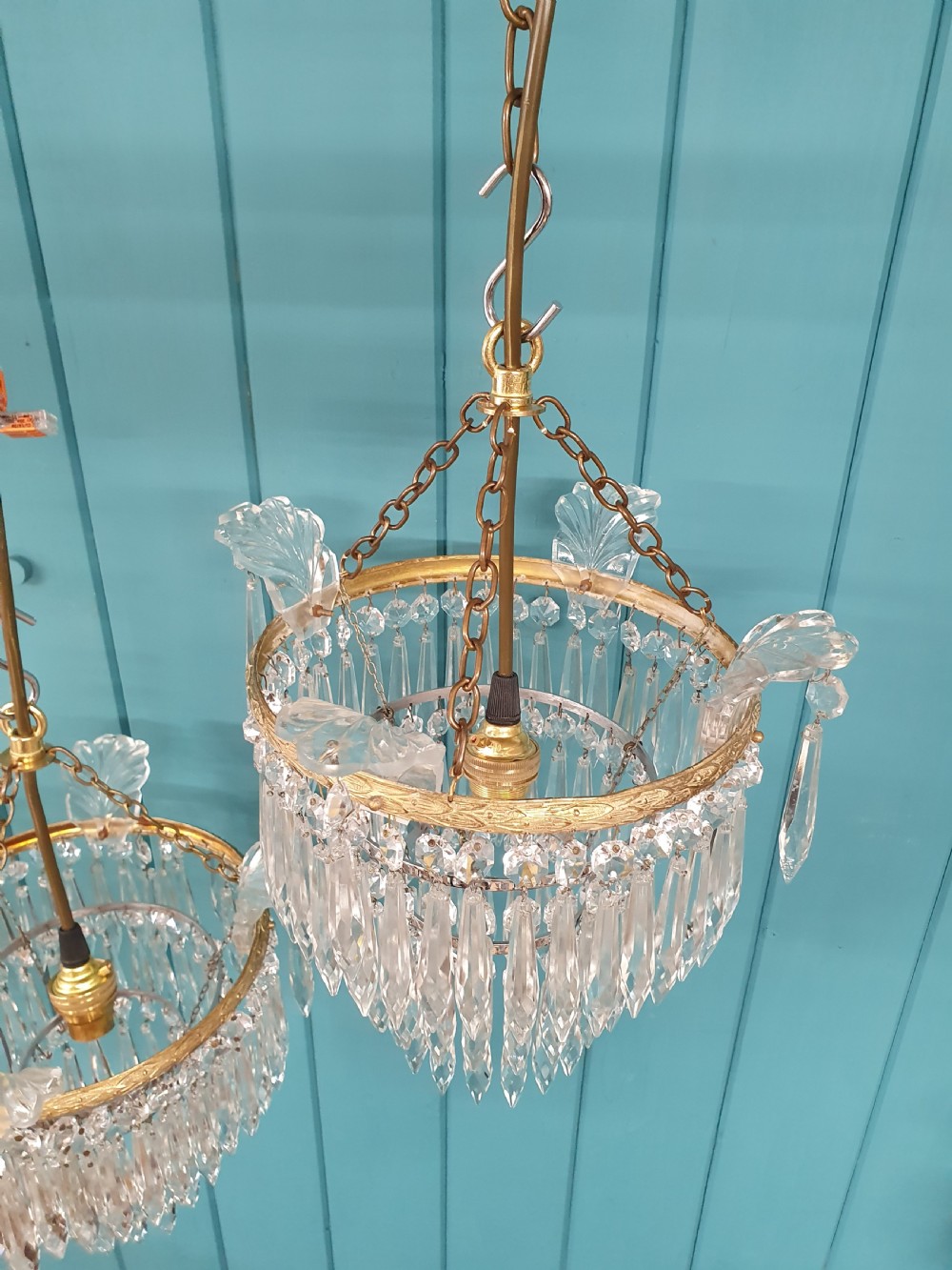 Early 20th century small pair of spike chandelier 11