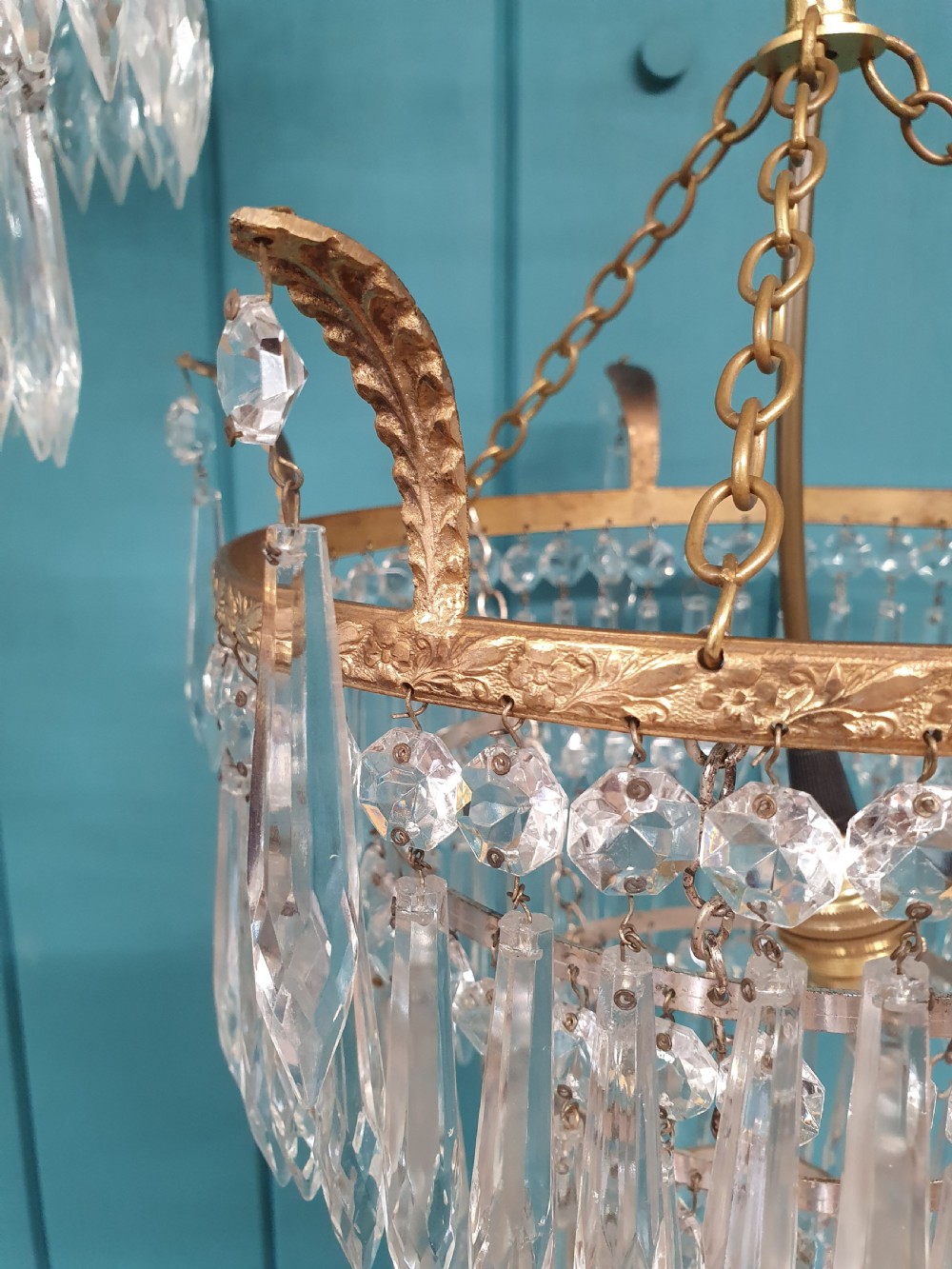 Pair of early 20th century spike icicle chandeliers 12