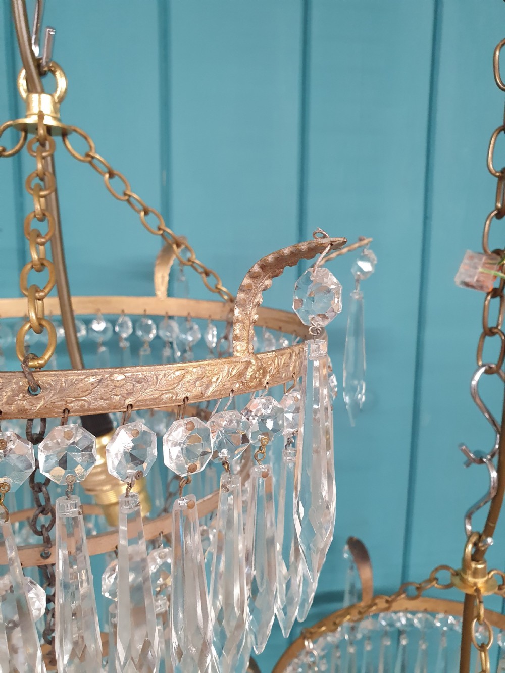 Pair of early 20th century spike icicle chandeliers 12