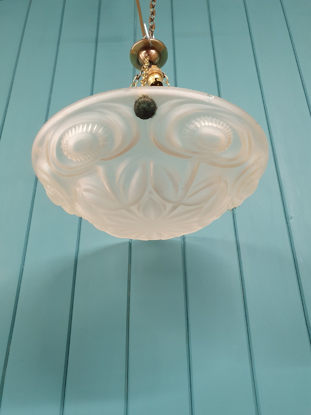 1930s glass dome chandelier Antique Plafonnier  View III