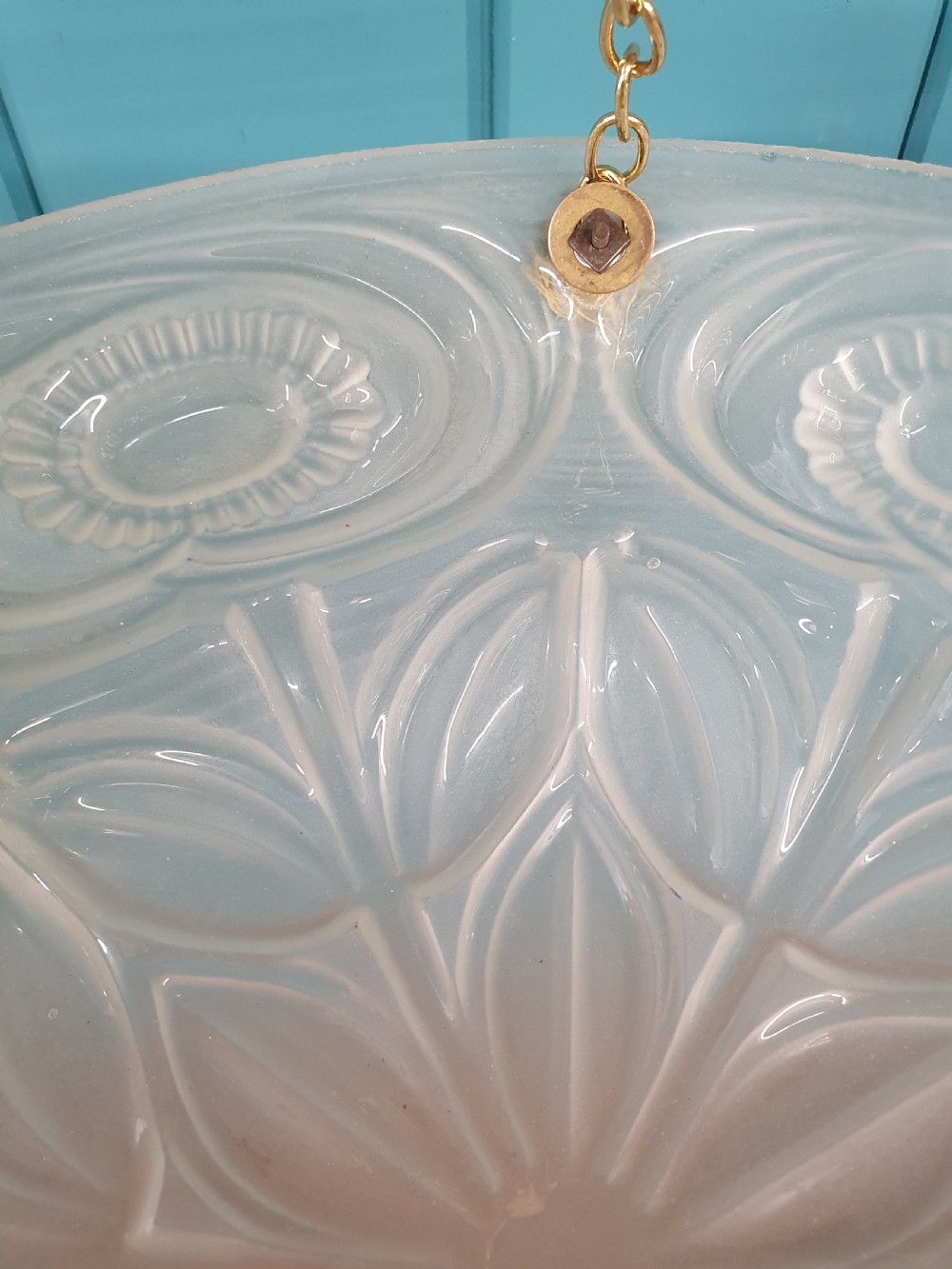 1930s glass dome chandelier Antique Plafonnier  View V