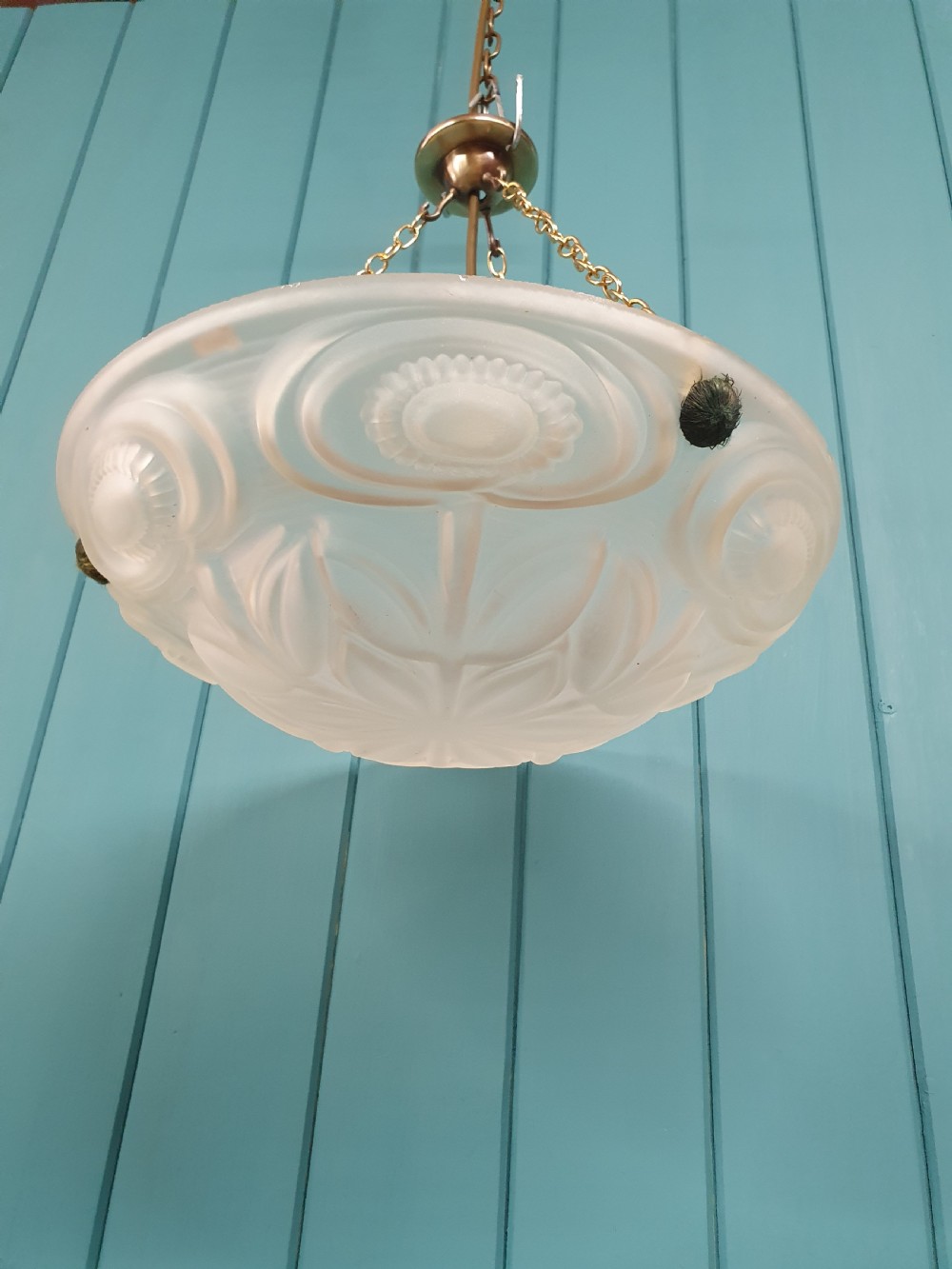 1930s glass dome chandelier Antique Plafonnier  View VII