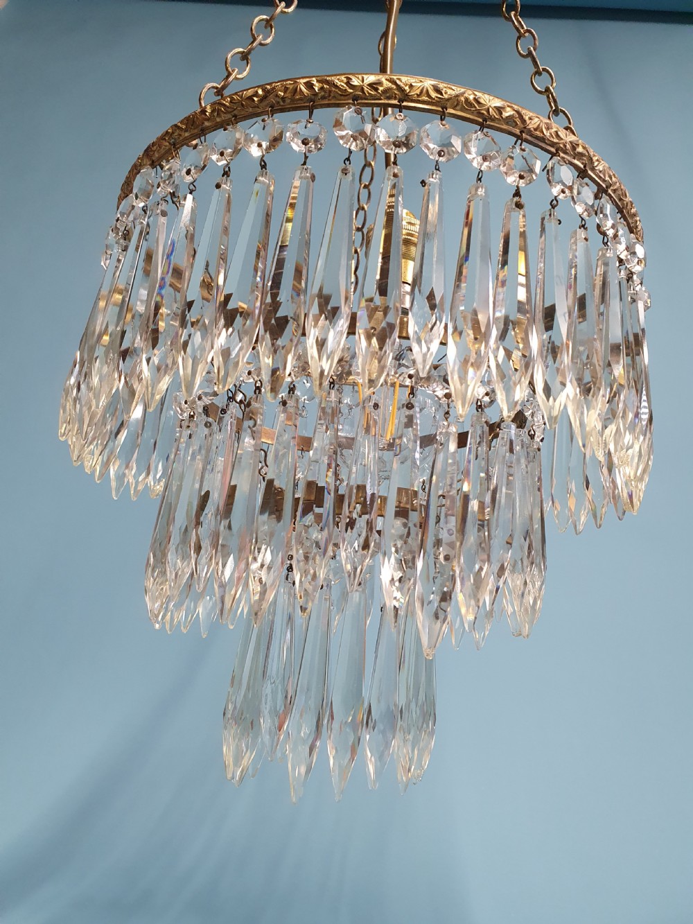 Early 20th century spike waterfall chandelier 10