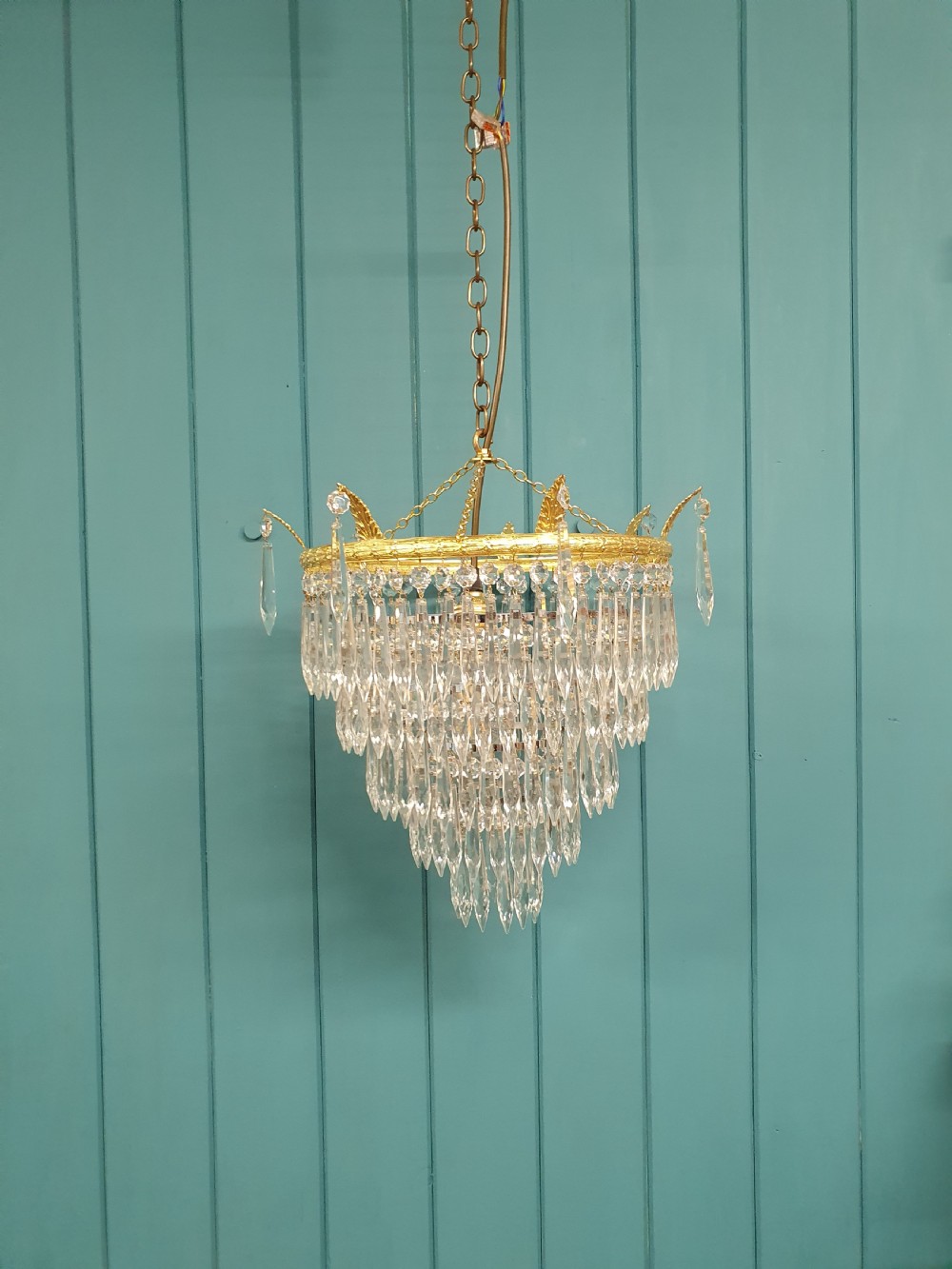 Early 20th century five tear spike chandelier 14