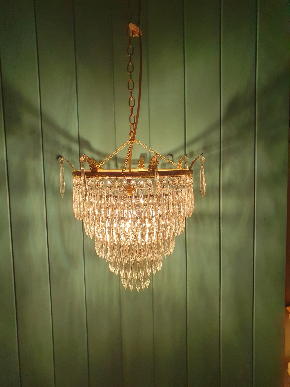 Early 20th century five tear spike chandelier 14