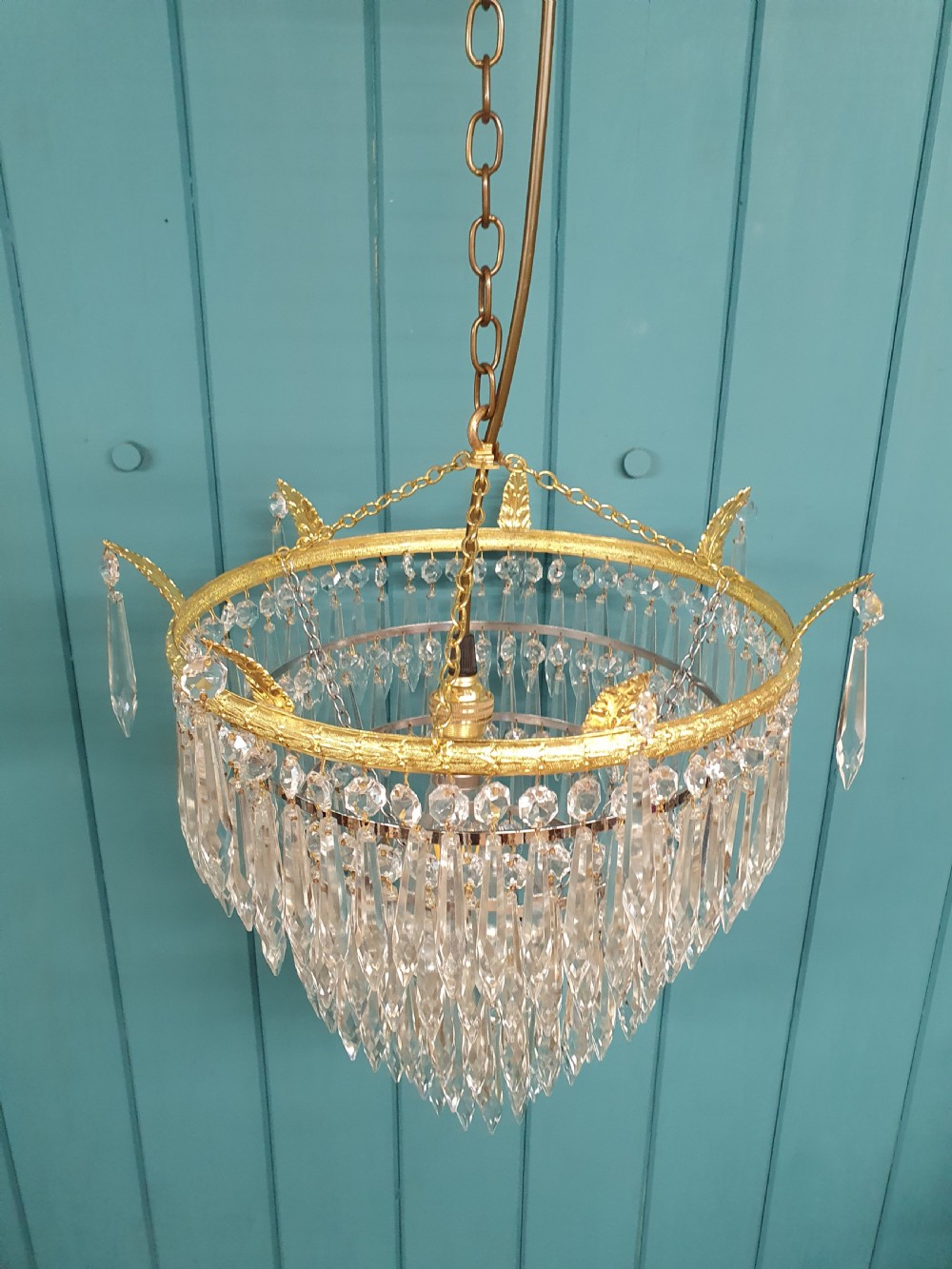 Early 20th century five tear spike chandelier 14