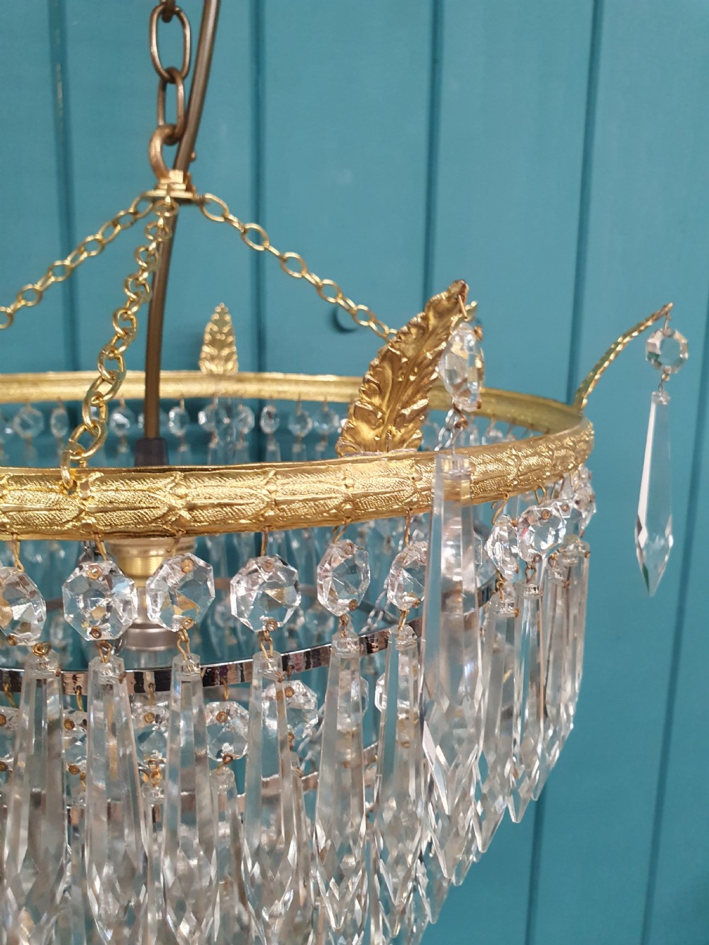Early 20th century five tear spike chandelier 14