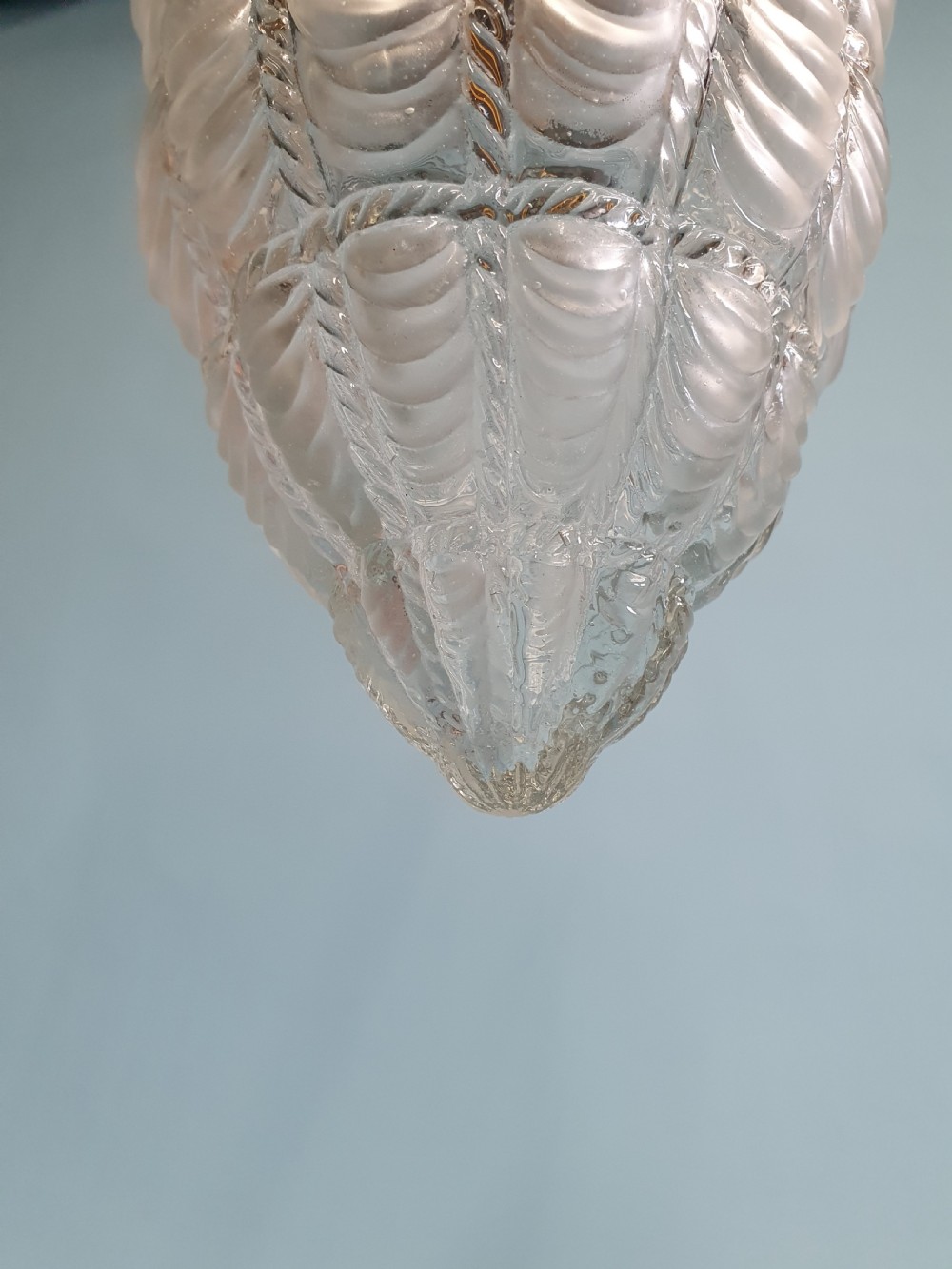 Early 20th century moulded glass and brass pendant View VII