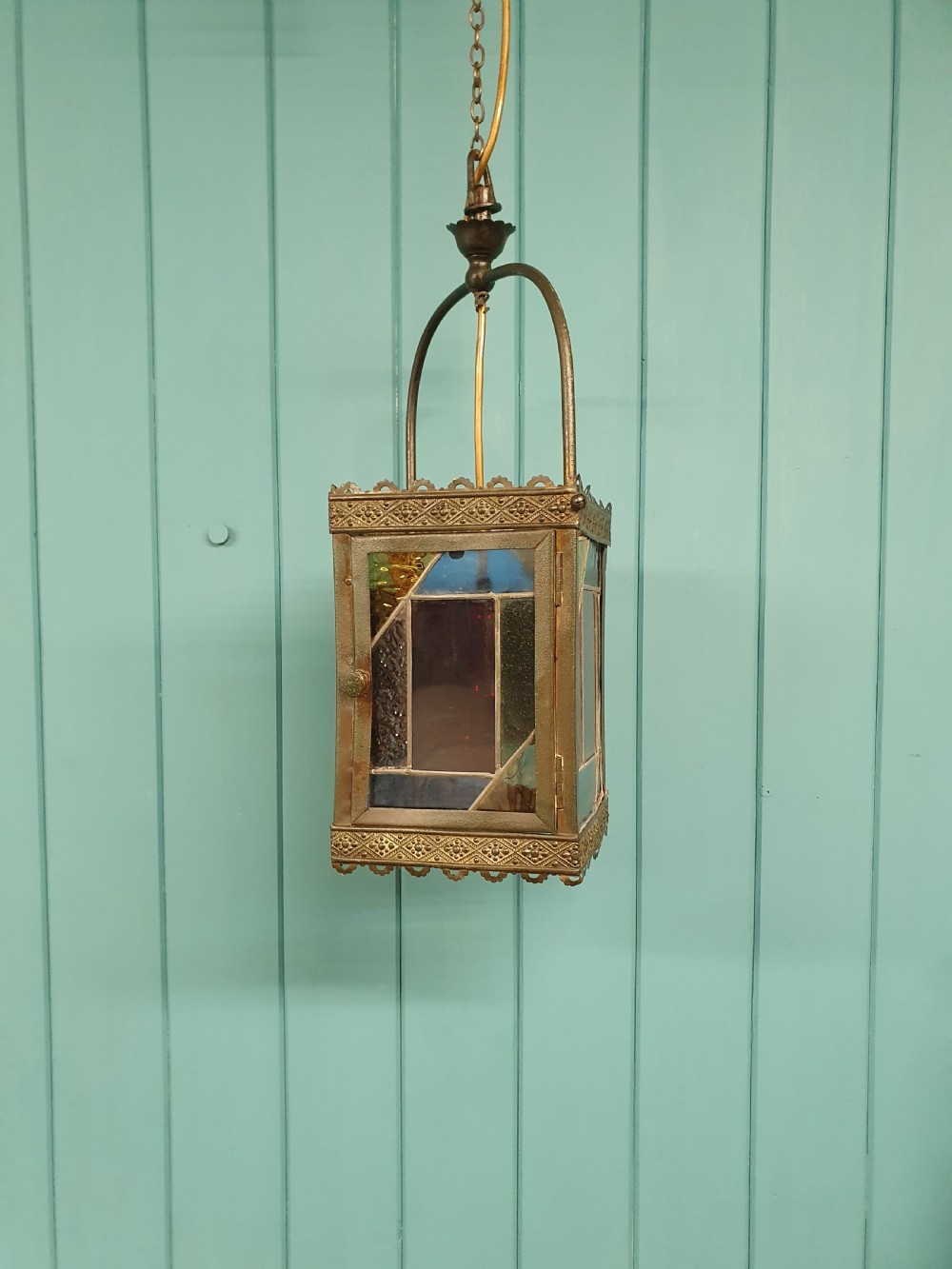 A late 19 century oil lantern converted to electric