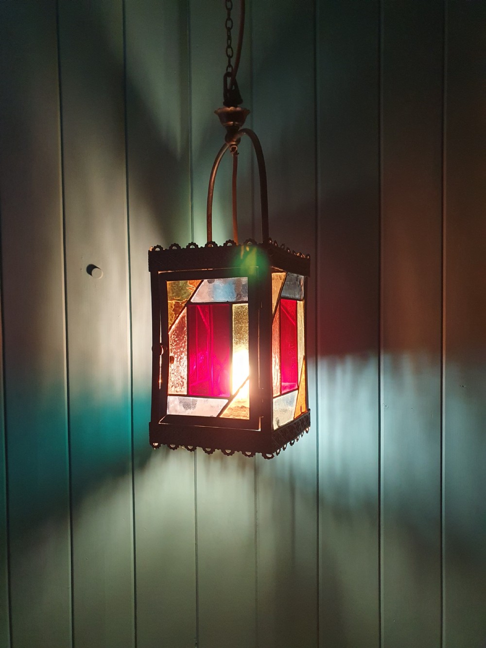 A late 19 century oil lantern converted to electric View II