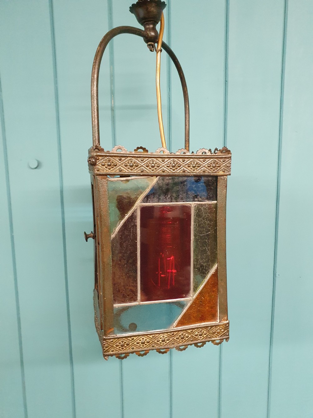 A late 19 century oil lantern converted to electric View III