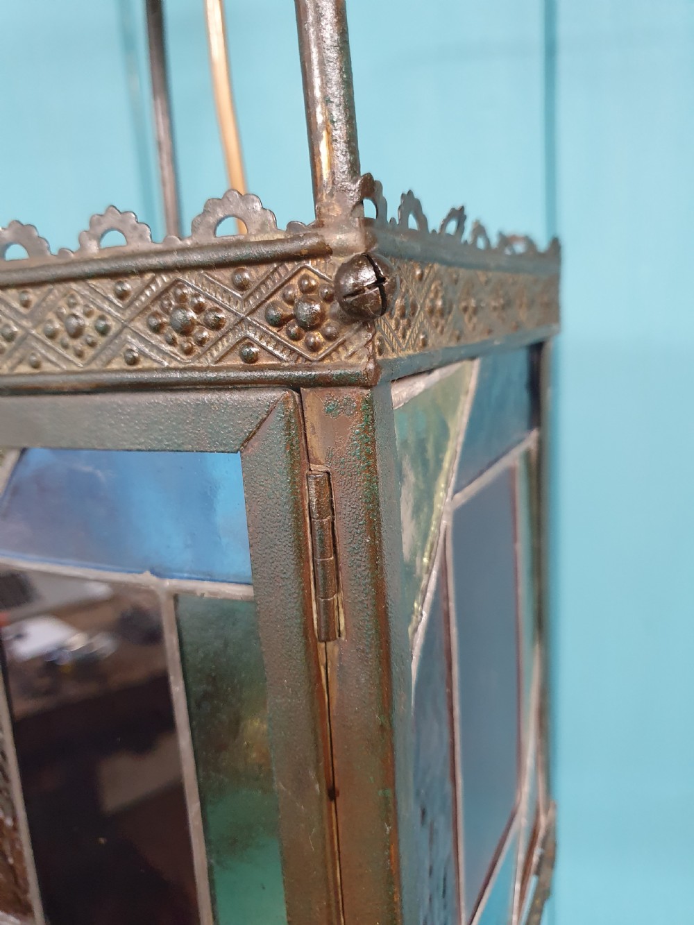 A late 19 century oil lantern converted to electric View VI