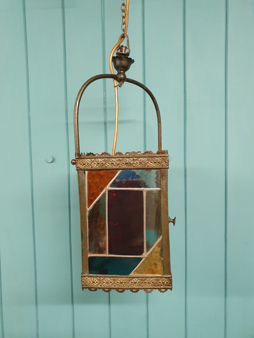 A late 19 century oil lantern converted to electric View VIII