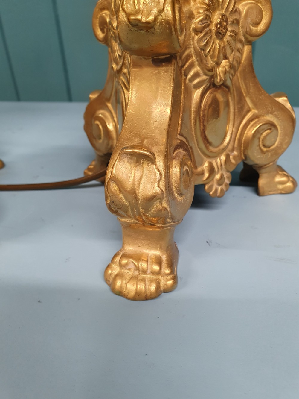 Early 20th century Pair of baroque style brass candlesticks View V