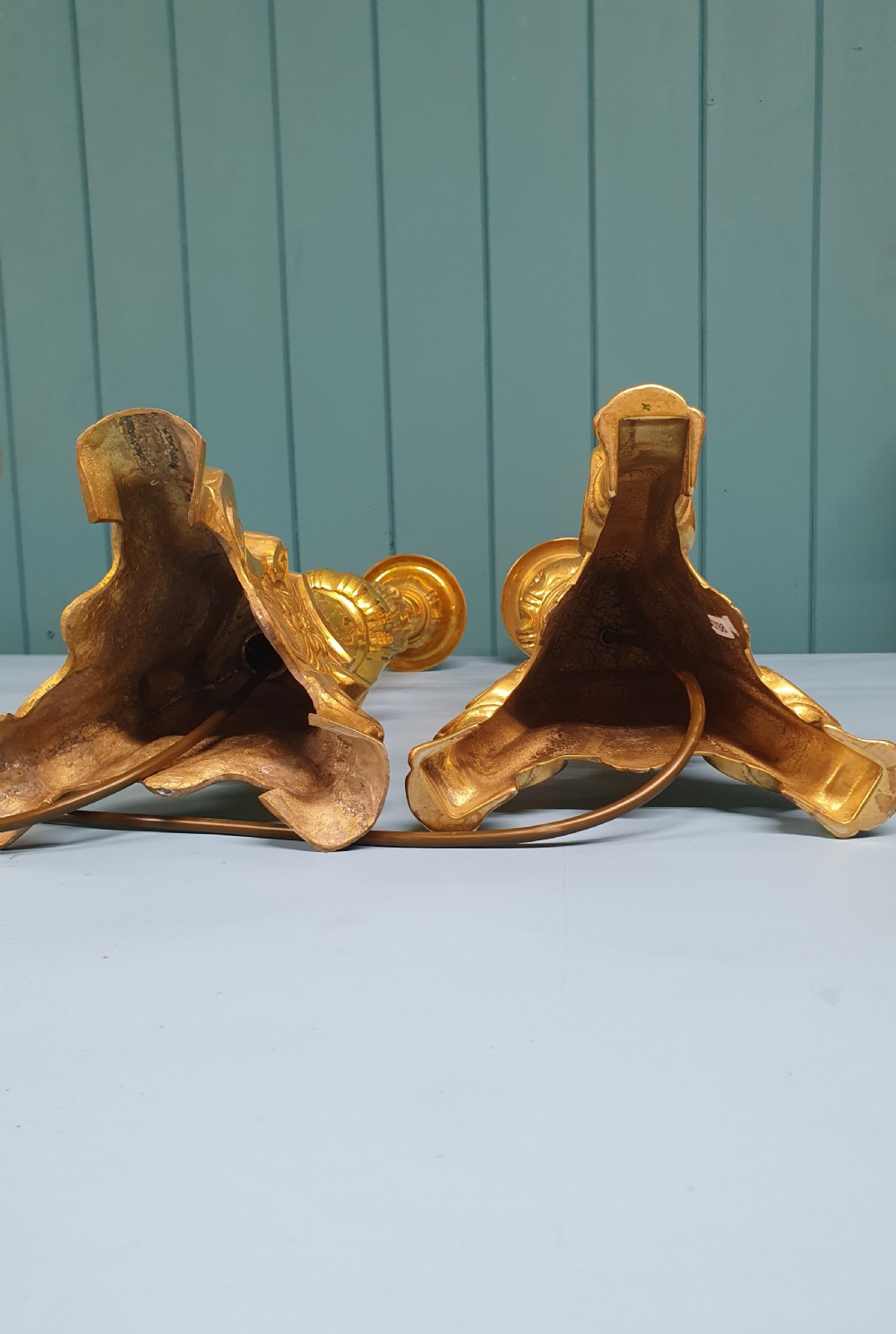 Early 20th century Pair of baroque style brass candlesticks View VI