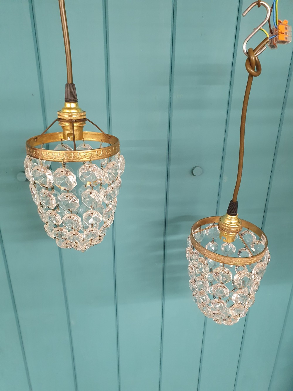 Antique small pair bag chandelier 4