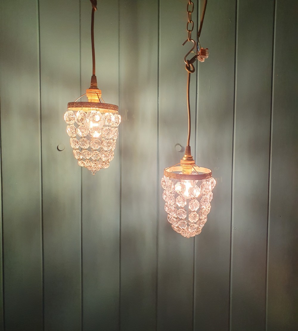 Antique small pair bag chandelier 4
