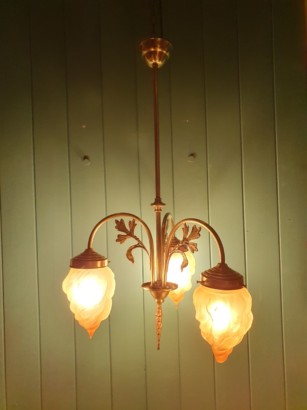 Edwardian 3 of light chandelier with empire torch 12