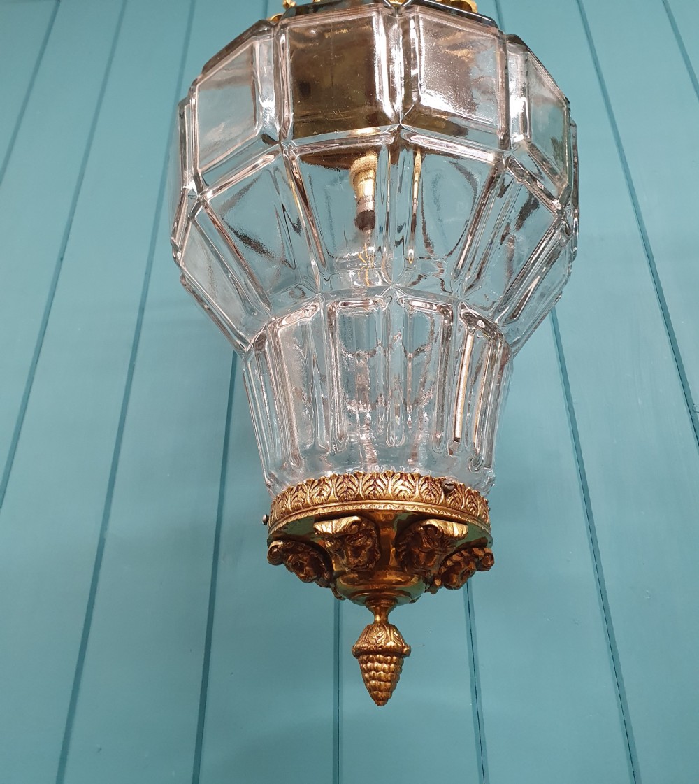 Large dodecagon shaped antique brass hall lantern 12
