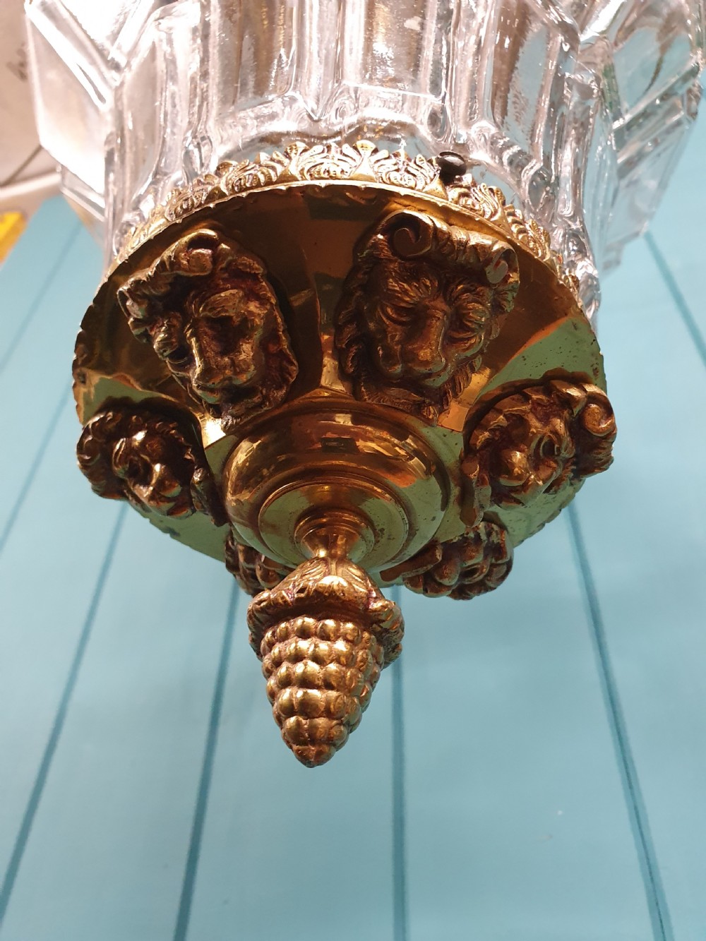 Large dodecagon shaped antique brass hall lantern 12
