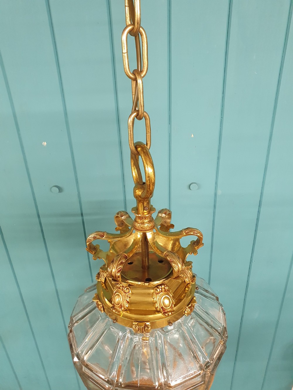Large dodecagon shaped antique brass hall lantern 12