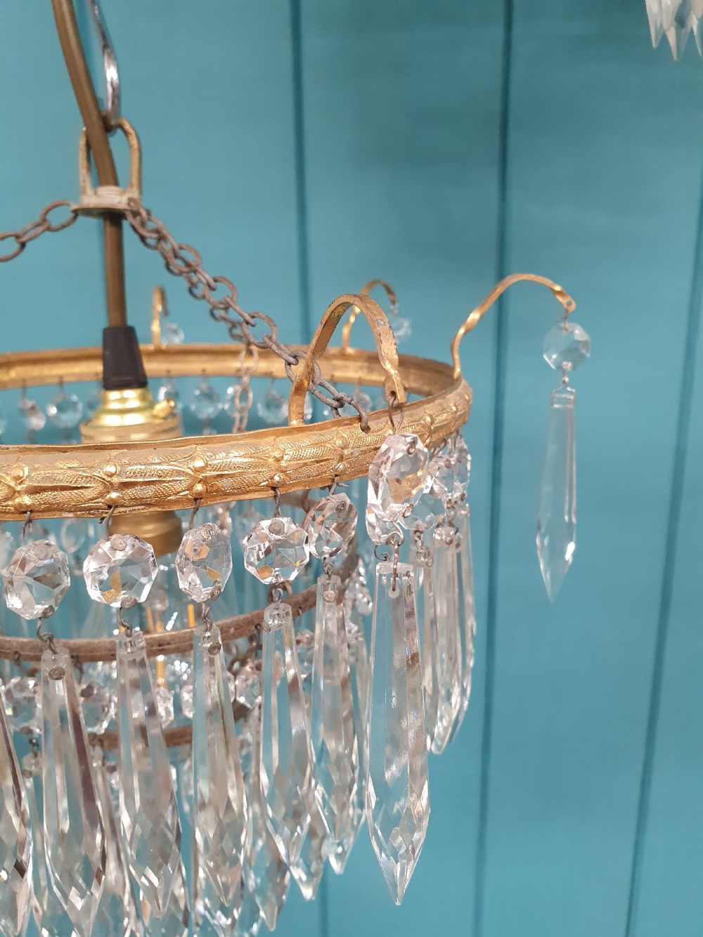 Pair of Antique Icicle Spike Chandeliers  12? View IV