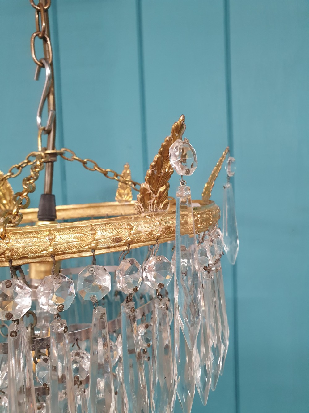 Pair of Antique Icicle Spike Chandeliers  12? View V